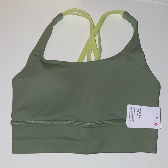 NWT 💚💛 Lululemon Energy Bra Long Line – Vista Green/Lemon Vibe – Size 4 - Picture 1 of 2